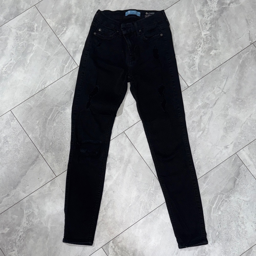 7 For All Mankind Black B(air) Ankle Skinny Jeans